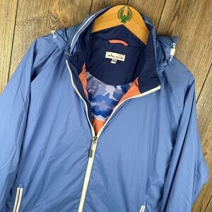 Peter Millar Seaside Windbreaker Jacket Mens XL Light Blue Hooded MS19Z18